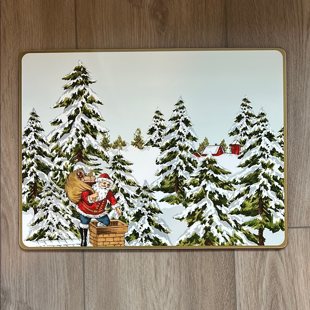 Set of 4 Williams Sonoma Cork back Placemat in Vintage Christmas